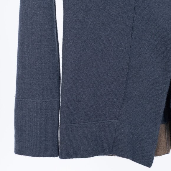 Brunello Cucinelli Blue & Taupe Two-Tone Cashmere Hooded Toggle Cardigan - Picture 5 of 9